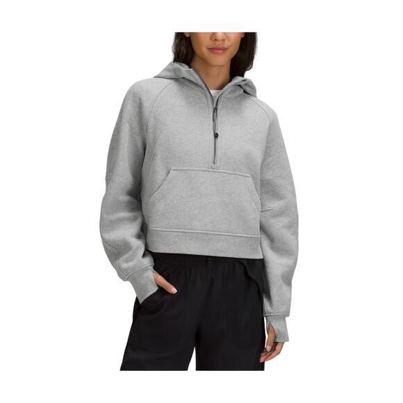 Lululemon Tops - Lululemon 'Scuba' Grey Cotton Oversized Half-Zip Hoodie Size M / L